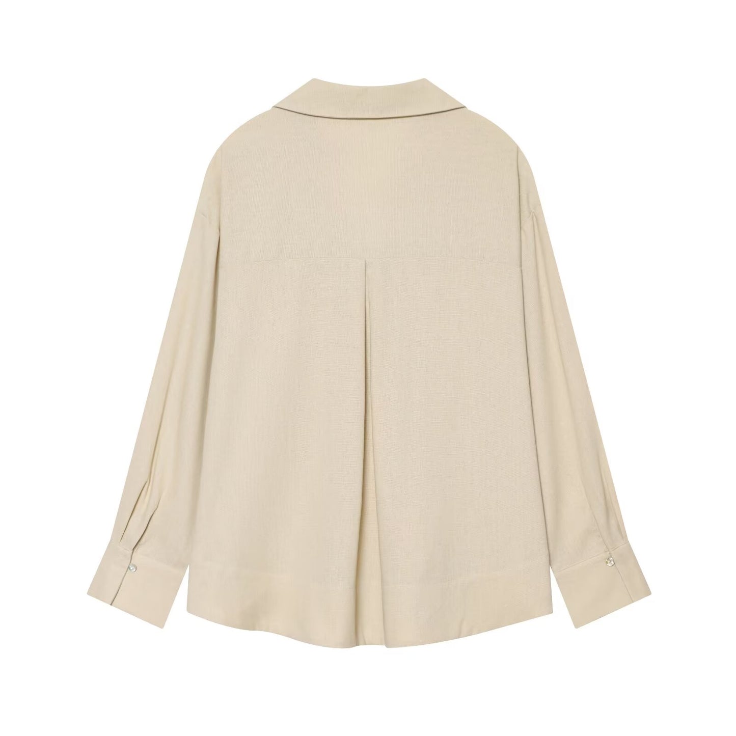 Women's loose Lapel linen blend shirt