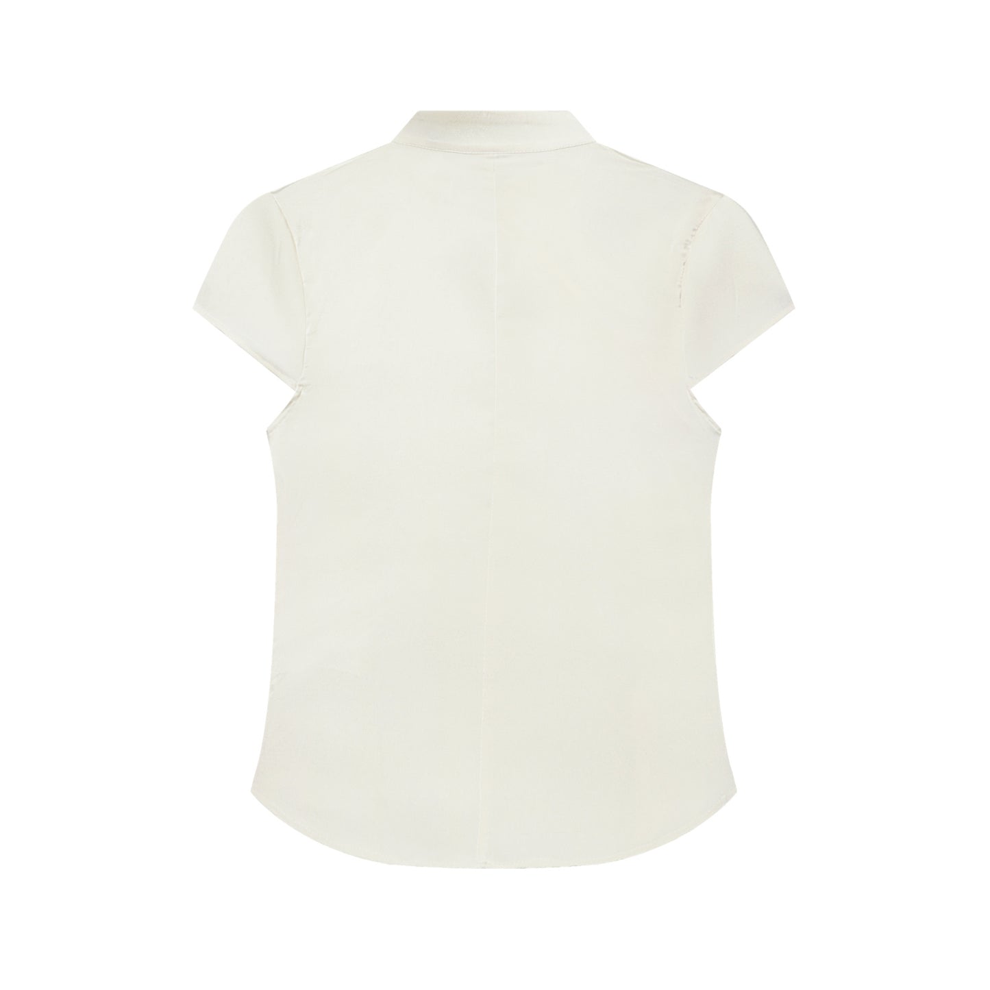 Women's satin textured short button top