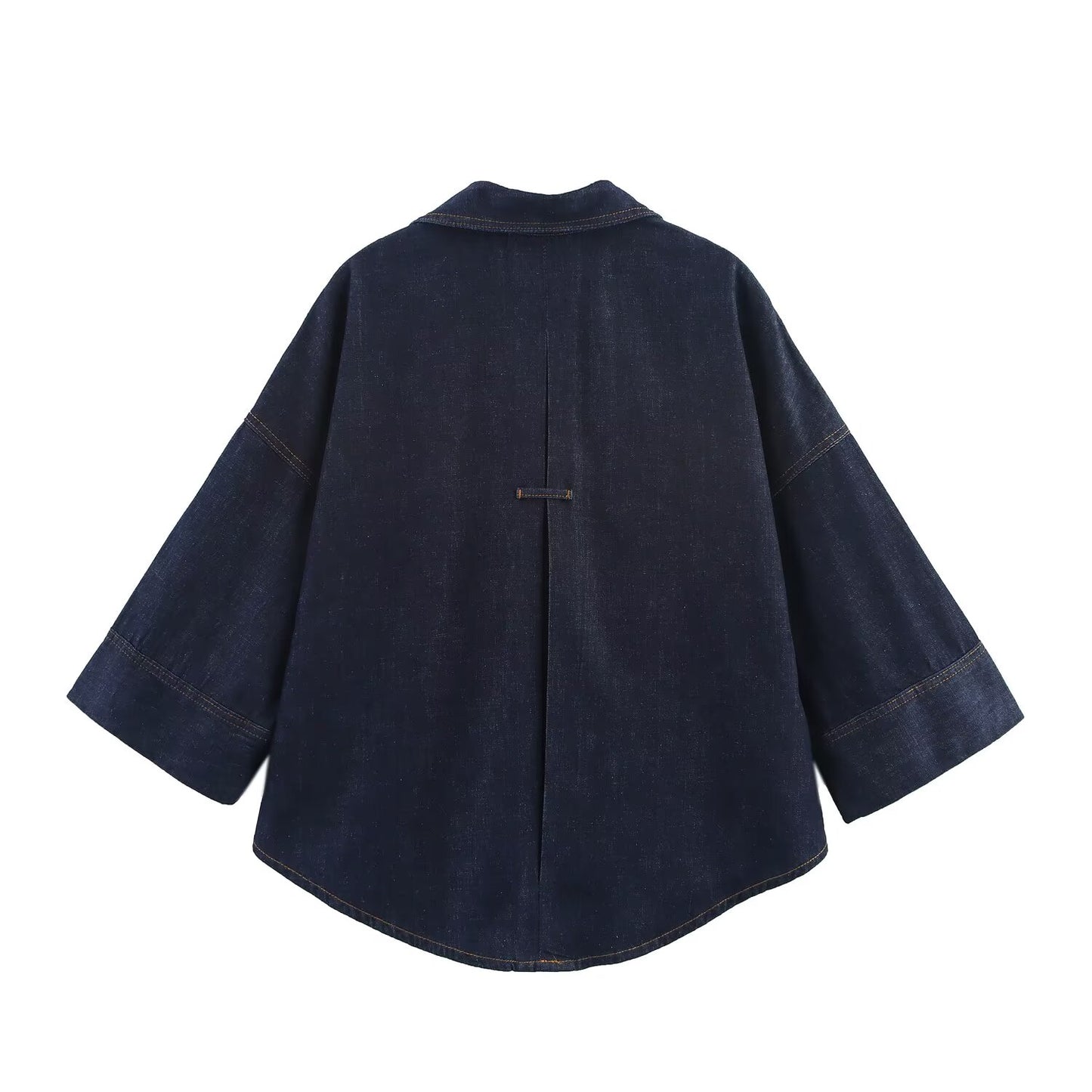 Women's new fashion wide sleeved single breasted denim shirt+Jeans suit