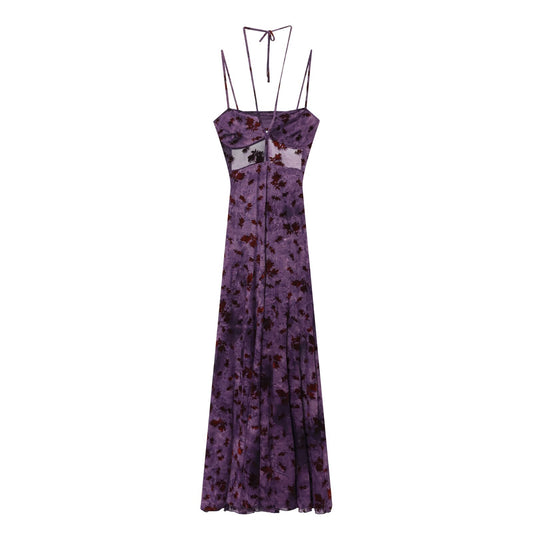 Women's sexy Plucked tulle MIDI dress