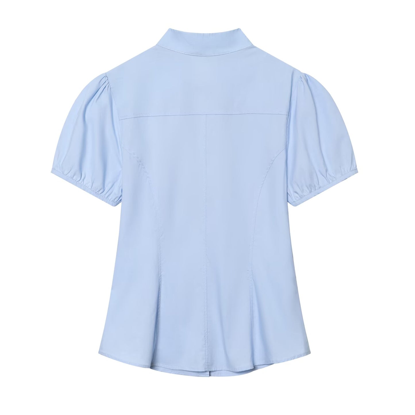 Women's bow decoration pleated poplin top
