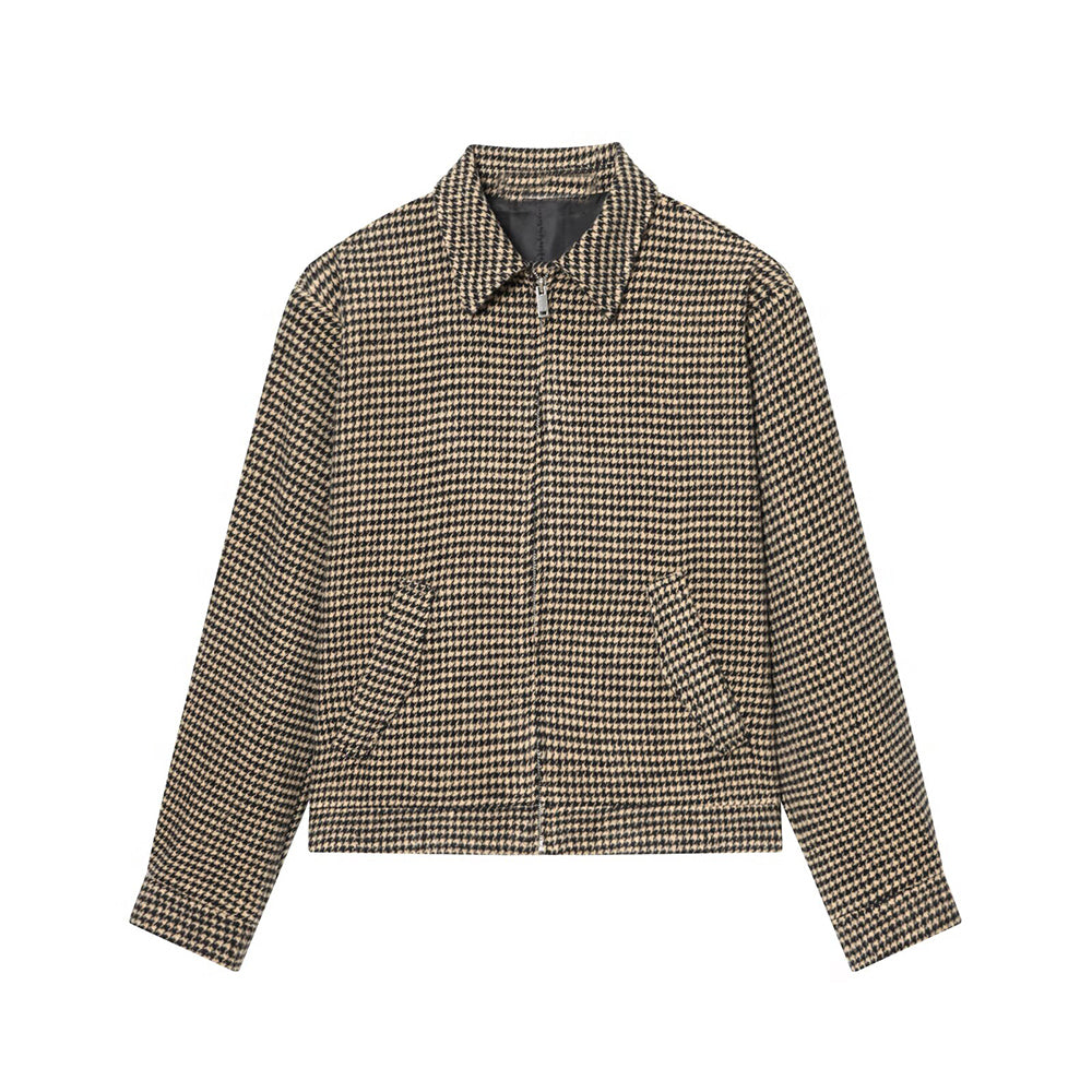 suit Women's 2 pieces lapel plaid pilot jacket Coat+Pants
