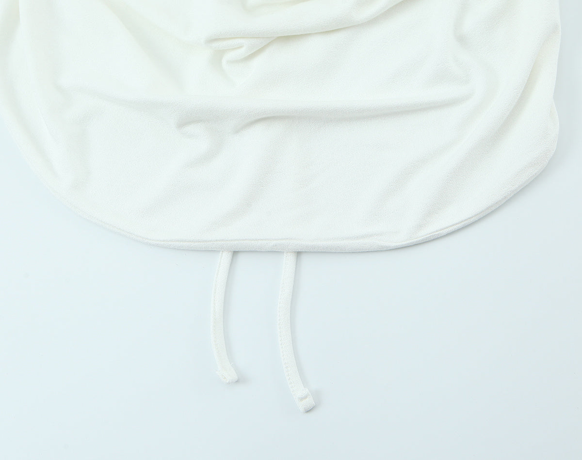 Women's pleated Hanging neck collar top
