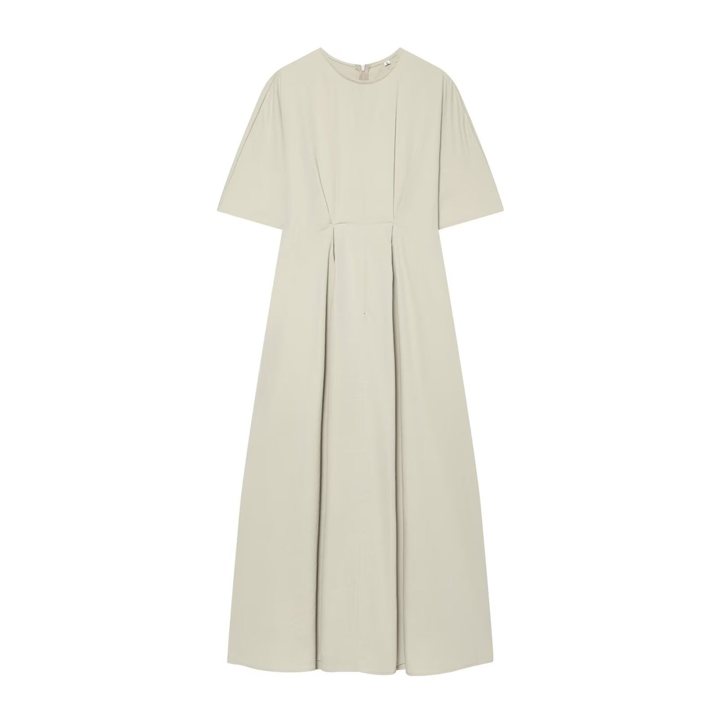 Women's pleated design poplin Midi dress