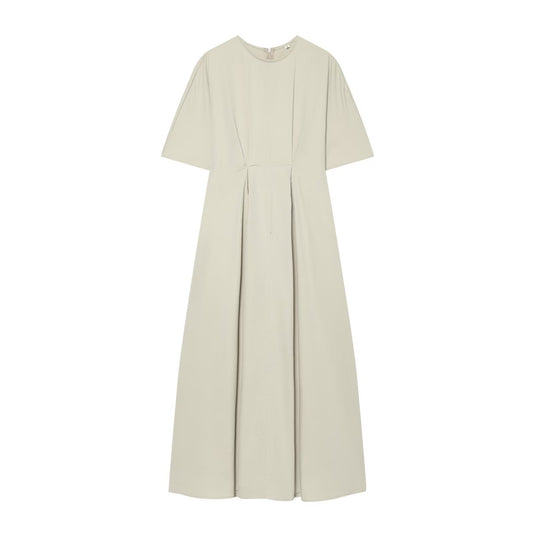 Women's pleated design poplin Midi dress