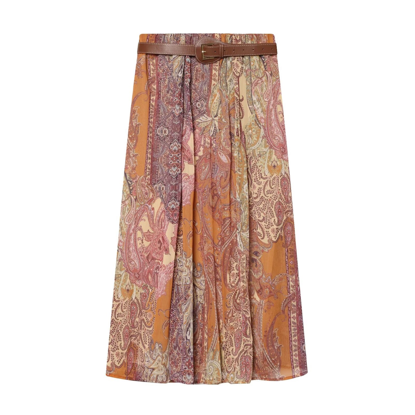 2026 Women's With Belt printed MIDI skirt
