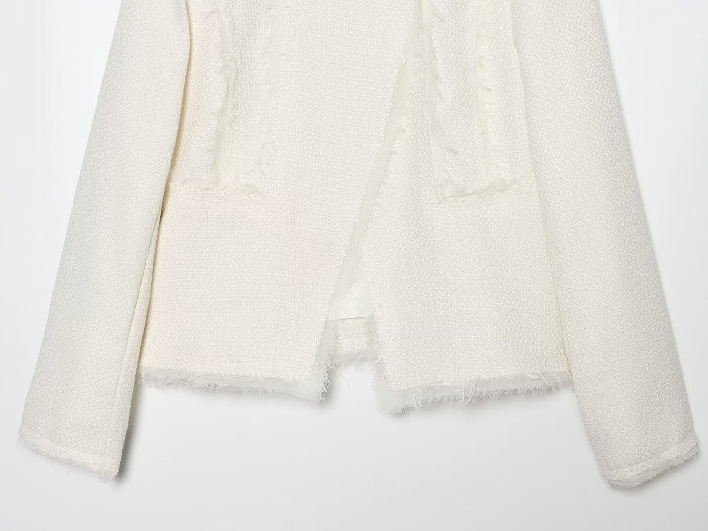 Women's Hairy edge decorative stand collar Blazer Coat