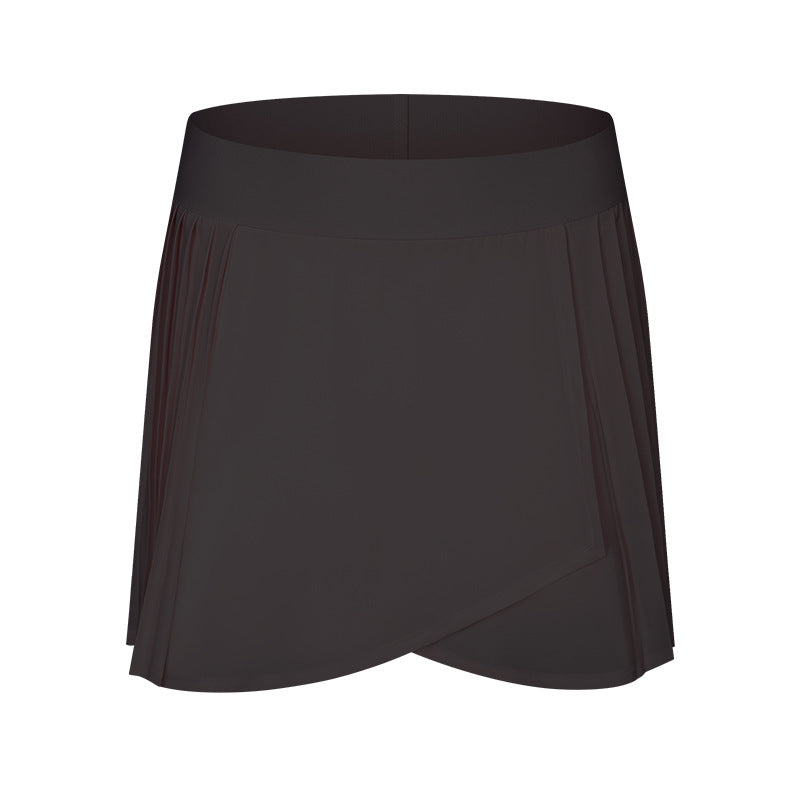 Women's New Fashion Joker Ice Fold Split Sports Pant Comes with Lining Anti-exposure Sports Yoga Skirt.