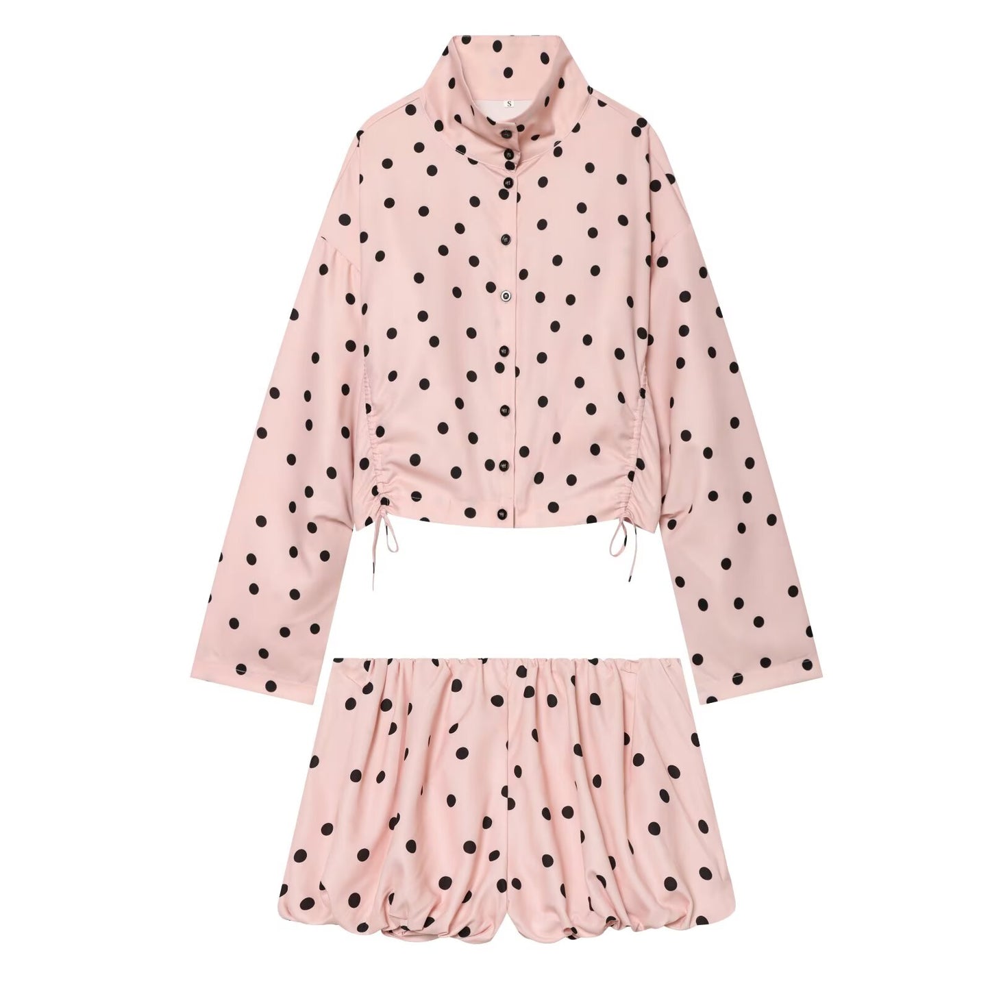 suit Women's 2 pieces pleated polka dot Coat+shorts
