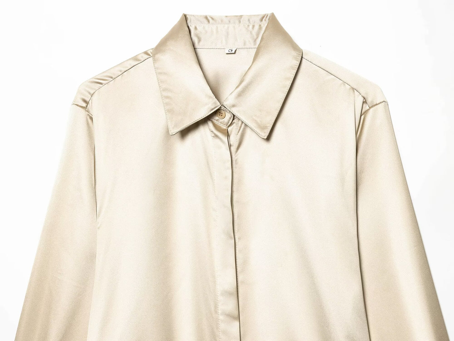 Women's with drawstring satin textured shirt