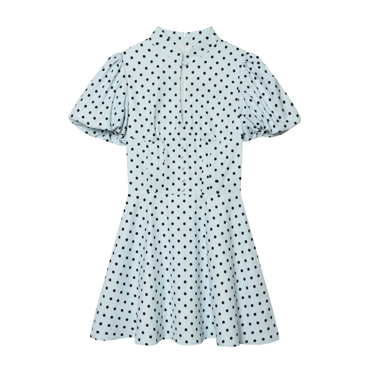 Women's bubble sleeve polka dot dress