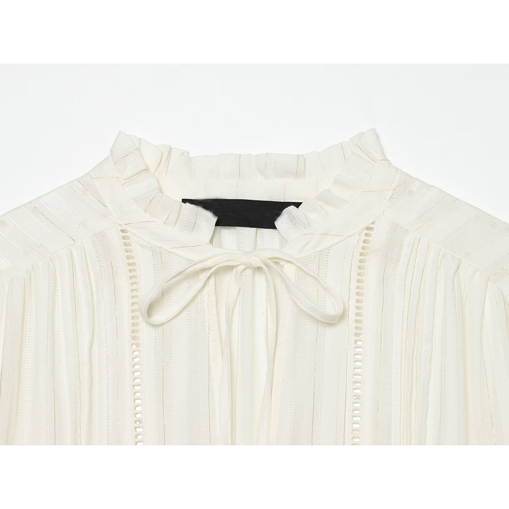 Women's vertical lace casual lace up shirt