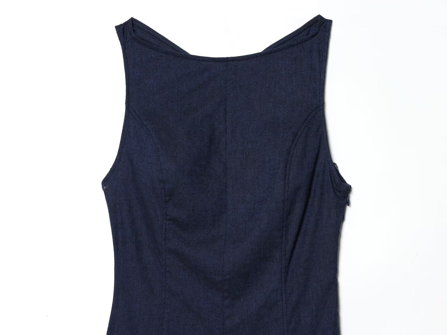 Women's backless linen blended MIDI dress