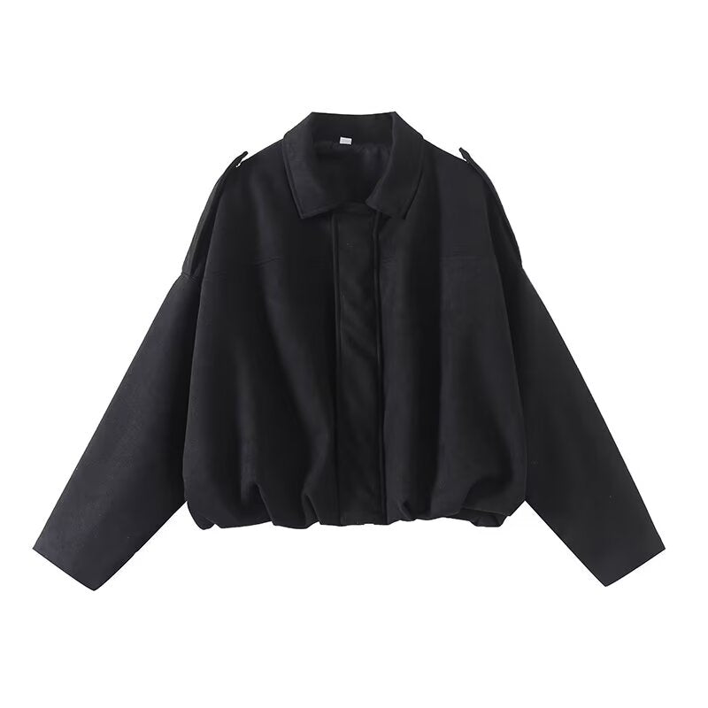 Women's 2025 new fashion loose suede leather texture jacket Coat