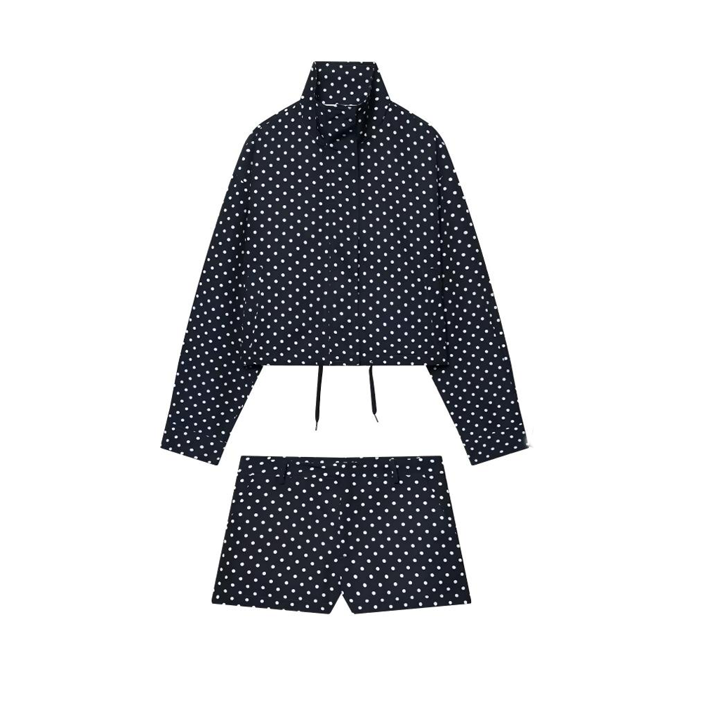 suit Women's 2 pieces polka dot Bubble gauze Coat + Shorts