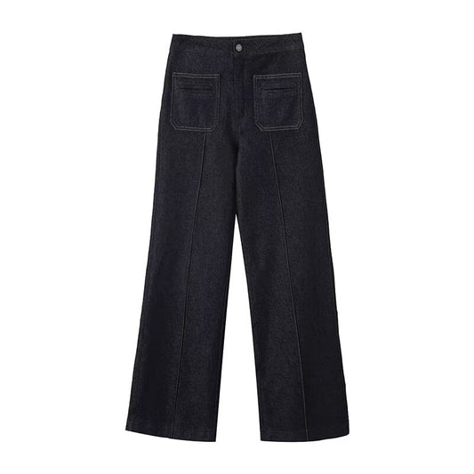 Women's casual high waisted flared denim pants