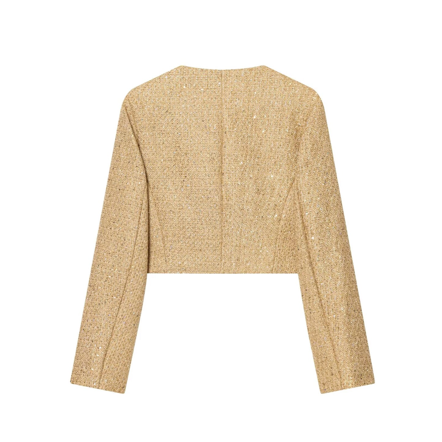Women's metallic thread decoration short buckle Coat