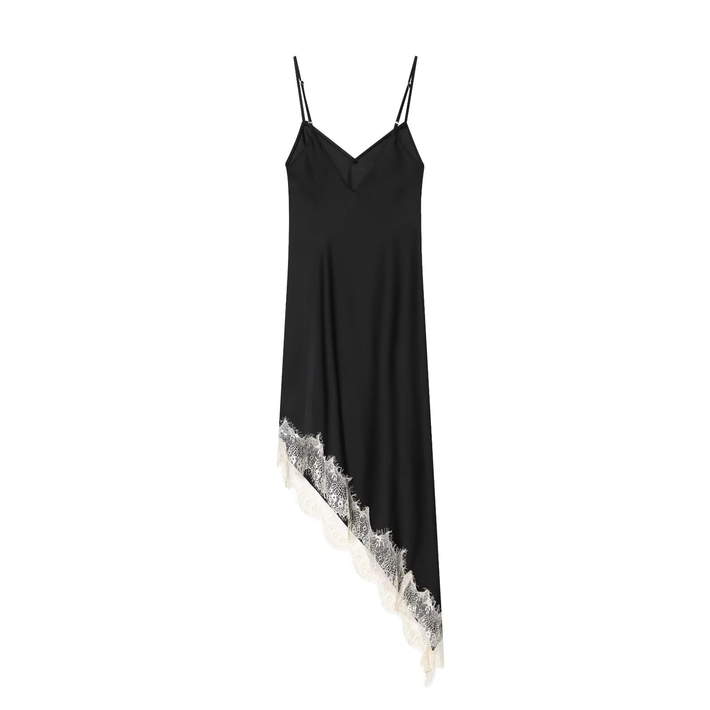 Women's lace satin textured suspender dress