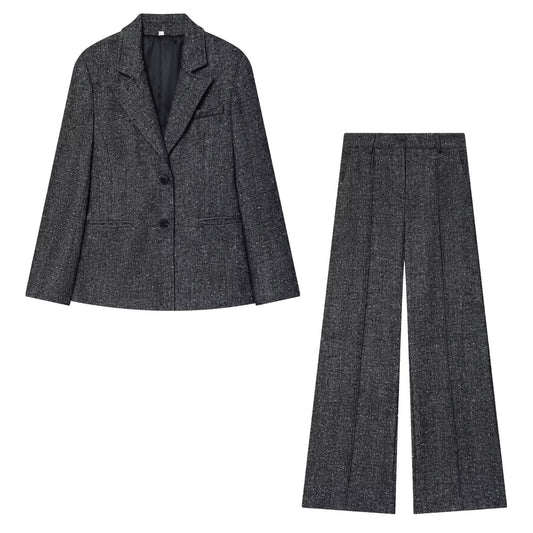 suit Women's 2 pieces slim short skirt style hem Blazer Coat+Pants