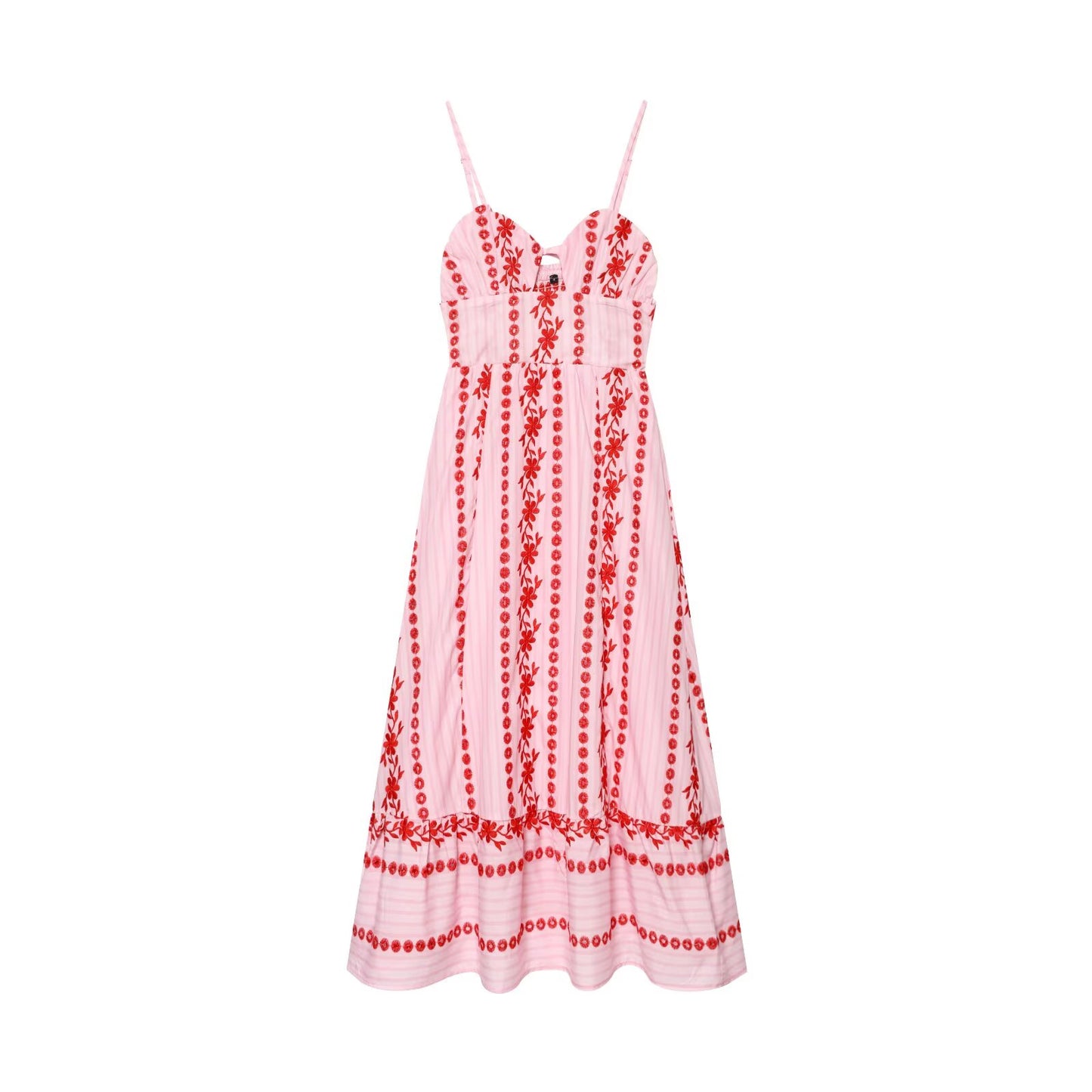 Women's hollowed out embroidered suspender dress