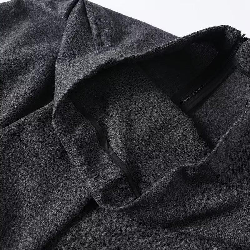 Women's irregular hem wool blend MIDI skirt