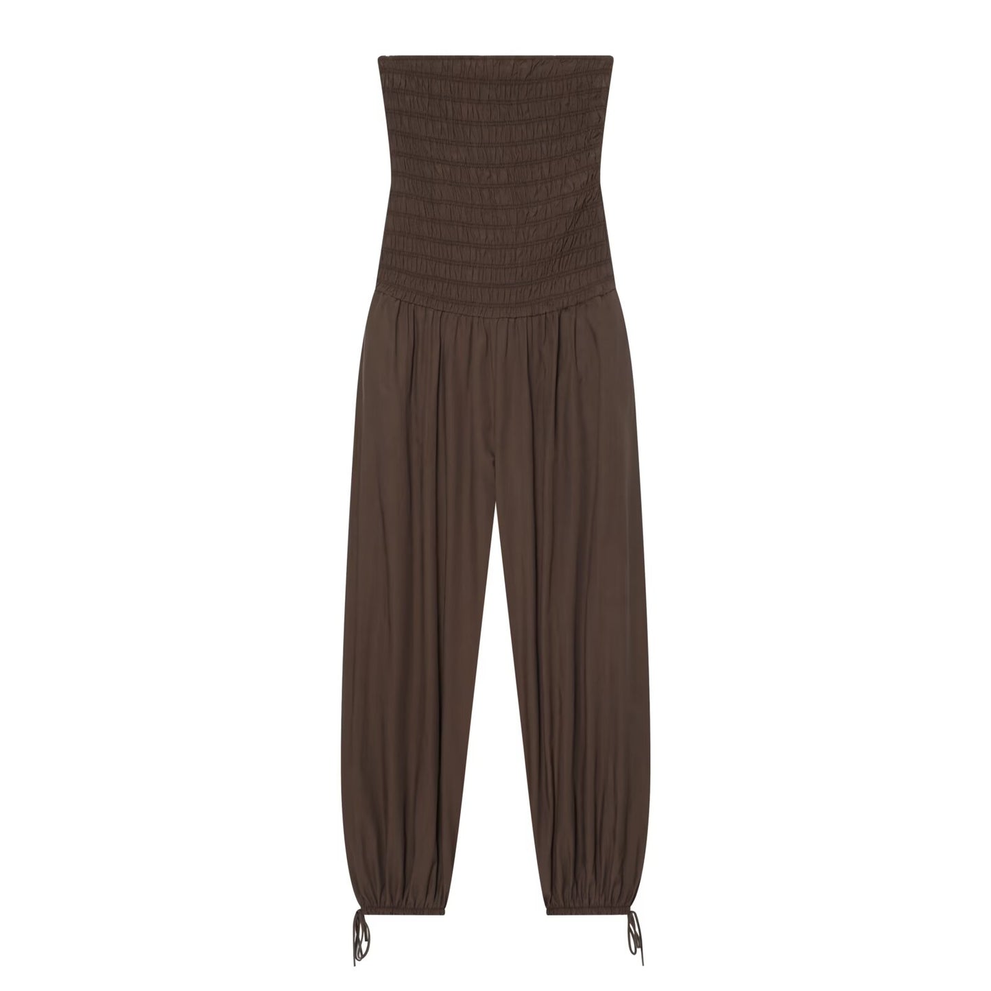 Women's straight neck off shoulder pleated jumpsuit