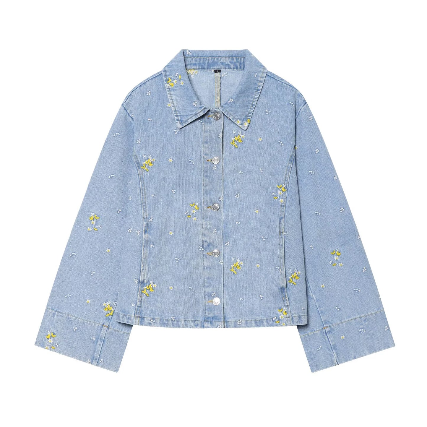 suit Women's 2 pieces flower embroidered denim jacket Coat+Shorts