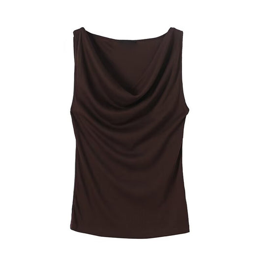 Women's New Fashion Sleeveless Swinging Neck T-shirt Top