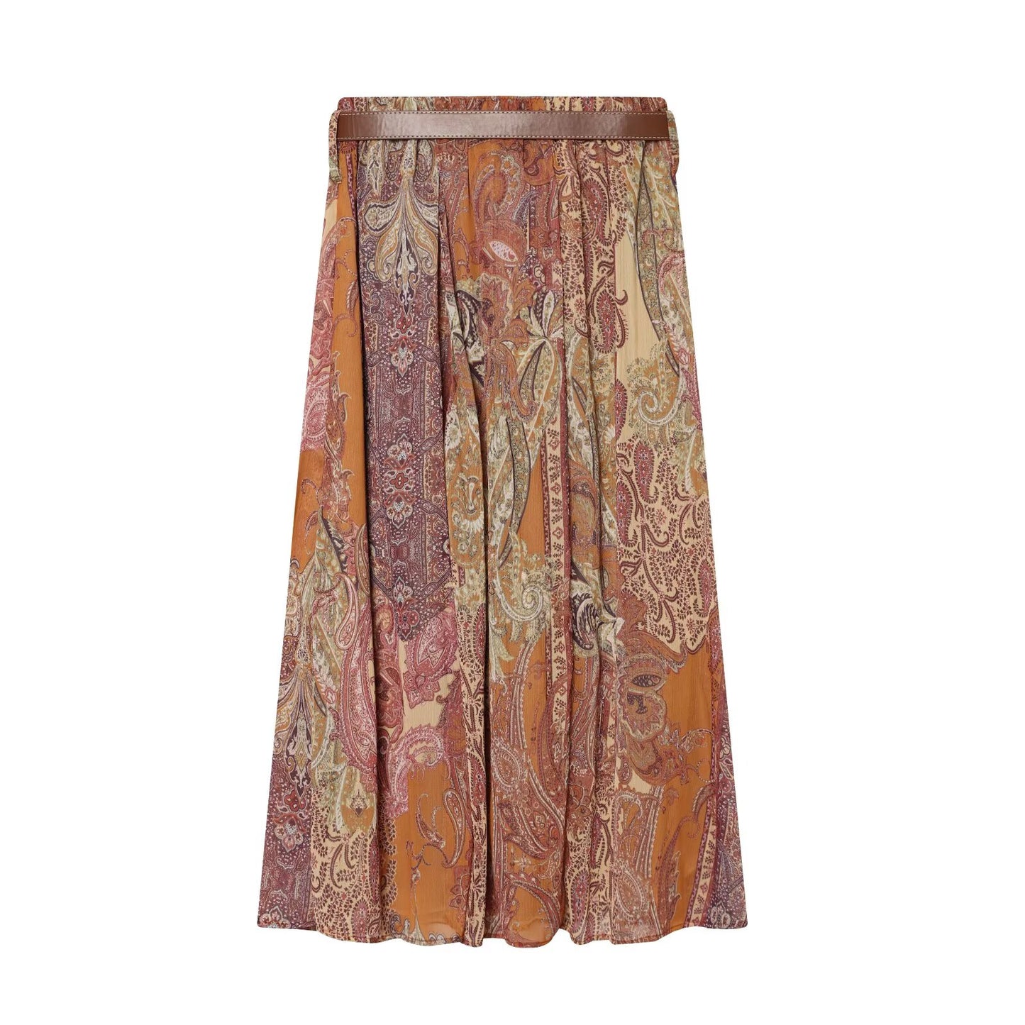 2026 Women's With Belt printed MIDI skirt