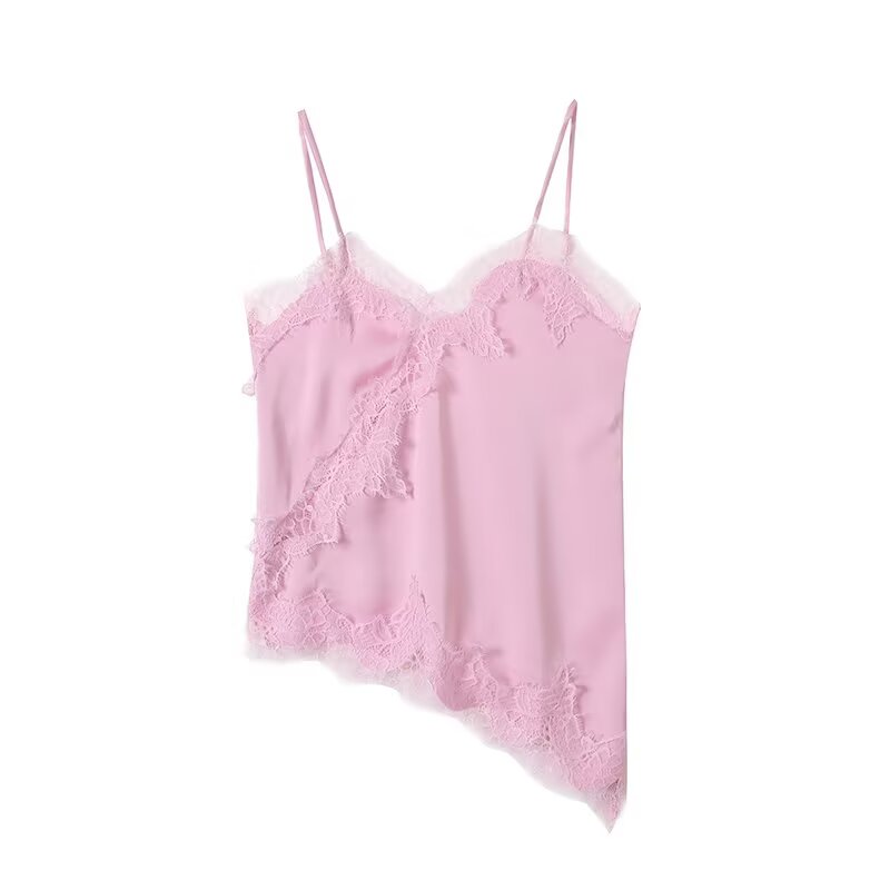 Women's asymmetrical lace V-neck suspender top